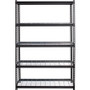 Lorell Wire Deck Shelving - 5 Shelf(ves) - 72" Height x 48" Width x 18" Depth - 28% Recycled - Black - Steel Product Image 
