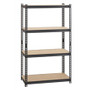 Lorell Iron Horse 2300 lb Capacity Riveted Shelving - 4 Shelf(ves) - 60" Height x 36" Width x 18" Depth - 30% Recycled - Black - Steel, Particleboard Product Image 