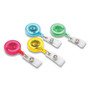 SICURIX ID Slide-Style Belt Clip Card Reels, 30" Extension, Round, Green/Light Blue/Pink/Yellow, 4/Pack View Product Image