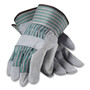 Bronze Series Leather/fabric Work Gloves, Large (size 9), Gray/green, 12 Pairs (PID836563L) View Product Image