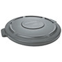 Rubbermaid Commercial BRUTE Self-Draining Flat Top Lids for 55 gal Round BRUTE Containers, 26.75" Diameter, Gray (RCP265400GY) View Product Image