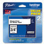 Brother P-Touch TZe Standard Adhesive Laminated Labeling Tape, 0.7" x 26.2 ft, Black on White, 2/Pack View Product Image