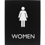 Lorell Women's Restroom Sign - Print/Message "Women" - 6.4" Width x 8.5" Height - Rectangular Shape - Surface-mountable - Easy Readability, Braille Product Image 