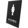Lorell Women's Restroom Sign - Print/Message "Women" - 6.4" Width x 8.5" Height - Rectangular Shape - Surface-mountable - Easy Readability, Braille Product Image 