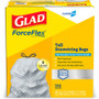Glad ForceFlex Tall Kitchen Drawstring Trash Bags, 13 gal, 0.72 mil, 23.75" x 24.88", Gray, 100/Box (CLO70427) View Product Image