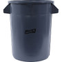 Genuine Joe Heavy-Duty Trash Container - 32 gal Capacity - Side Handle, Venting Channel - Plastic - Gray - (GJO60463) Product Image 