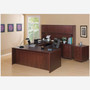Lorell Desk Shell, Bowfront, 72"x41-2/5"x29-1/2", Mahogany (LLR69370) View Product Image