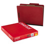 Universal Four-Section Pressboard Classification Folders, 2" Expansion, 1 Divider, 4 Fasteners, Letter Size, Red Exterior, 10/Box View Product Image