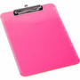 Business Source Flat Clip Clipboard - 9" x 12" Sheet Size - Plastic - Neon Pink - (BSN01868) Product Image 
