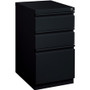 Lorell 20" Box/Box/File Mobile File Cabinet with Full-Width Pull - 15" Width x 20" Depth x 27.7" Height - Letter - Ball-bearing Suspension, Recessed Handle, Security Lock - Black - Steel Product Image 