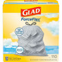 Glad ForceFlex Tall Kitchen Drawstring Trash Bags - Fresh Clean with Febreze Freshness - 13 gal Capacity - 25.38" Length x 23.75" Width x 0.72 mil (18 Micron) Thickness - Drawstring Closure - White Product Image 