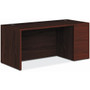 HON 10500 H105897R Pedestal Desk - 29.5" Height x 66" Width x 30" Depth - 3 x Box, File Drawer(s)Right Side - Finish: Mahogany Product Image 