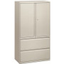 HON Brigade 800 H885LS Lateral File - 64.3" Height x 36" Width x 18" Depth - 2 - 3 Shelve(s) - Finish: Light Gray - Storage Cabinet, Radius Pull, Lockable, Glide, Removable Lock, Adjustable Shelf, Heavy Duty Product Image 
