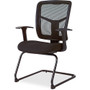 Lorell ErgoMesh Series Mesh Back Guest Chair with Arms - Black Seat Color - Fabric Seat Material - Black Back Color - Mesh Back Material - Cantilever Base Product Image 
