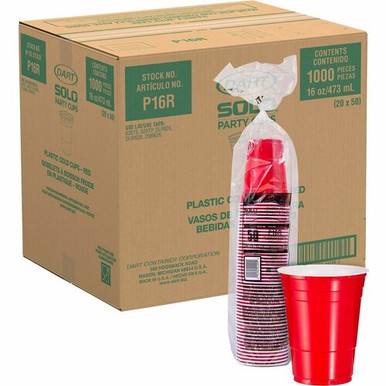Solo 16 oz Plastic Cold Party Cups - 16 fl oz - Red - Polystyrene ...
