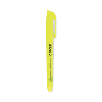 Universal Pocket Highlighter Fluorescent Yellow Ink Chisel Tip 36/Pack Unv08856