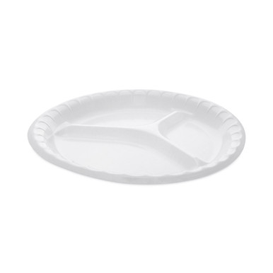 Pactiv Laminated Foam Dinnerware, 3-Compartment Plate, 10.25 Diameter,  White, 540/Carton