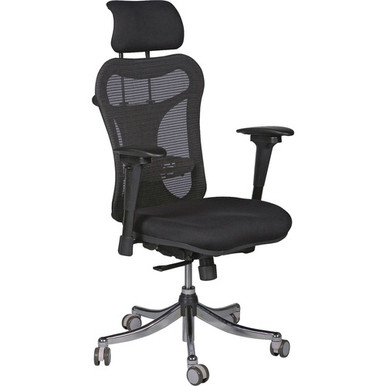 Lorell 86000 Series Exec Chair Adjustable Headrest - Black