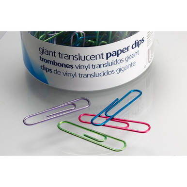 Officemate Translucent Vinyl Paper Clips - Jumbo - 2