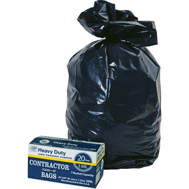 AEP Heavy-Duty Contractor Clean-Up Bags, 60 Gal, 3 Mil, 32 X 50, Black,  20/Carton - WBI186470