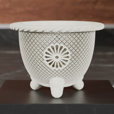 3D Printed Neofinetia Pot - Royal Kiku (White)