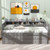 Twin XL Captain Bed with 2 Twin Trundle Beds and 3 Storage Cubbies-Gray