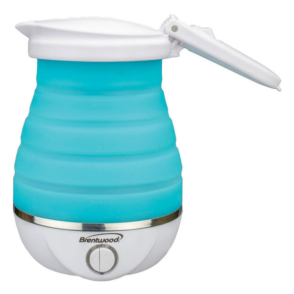 Brentwood Dual Voltage 3.3 Cup Collapsible Travel Kettle in Blue