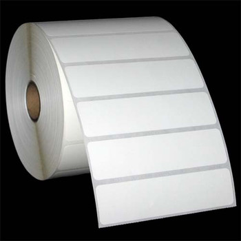 4 in W x 1 in L DT Matte Paper Labels, 5 in OD, 1 in Core, White, All-Temp Permanent Adhesive, Perf, 2,340 Labels/Roll, 6 Rolls/Case, 1 Case (14,040 Labels), Black Rhino Stock Labels