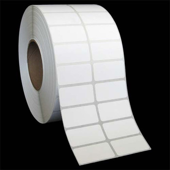 2 in W x 1 in L, 2 Across, TT Matte Paper Labels, 8 in OD, 3 in Core, White, General Purpose Permanent Adhesive, Perf, 11,000 Labels/Roll, 4 Rolls/Case, 1 Case (44,000 Labels), Black Rhino Stock Labels