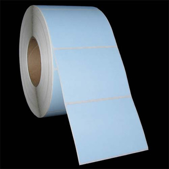 4 in W x 3 in L TT Matte Paper Labels, 8 in OD, 3 in Core, Blue (PMS 290), General Purpose Permanent Adhesive, Perf, 1,900 Labels/Roll, 4 Rolls/Case, 1 Case (7,600 Labels), Black Rhino Stock Labels