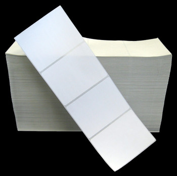 4 in W x 3 in L DT Matte VL Paper Uncoated Labels, Fanfold, White, Standard Adhesive, Perf, 12.5 in Fanfold Length, 5,000 Labels/Stack, 2 Stacks/Case, 1 Case (10,000 Labels), Black Rhino Value