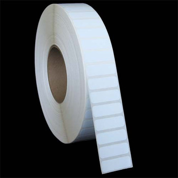 1.5 in W x 0.5 in L TT Polyester Labels, 8 in OD, 3 in Core, White, Aggressive Adhesive, Perf, 10,300 Labels/Roll, 1 Roll/Case, 1 Case (10,300 Labels), Black Rhino Preferred