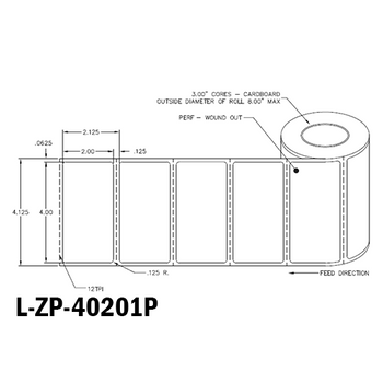 4 in W x 2 in L TT Polyester Labels, 8 in OD, 3 in Core, White, High Performance Permanent Adhesive, Perf, 3,000 Labels/Roll, 4 Rolls/Case, 1 Case (12,000 Labels), Black Rhino Stock Labels