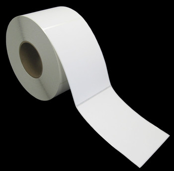 4 in W x 6 in L TT Polyester Labels, 8 in OD, 3 in Core, White, Aggressive Adhesive, Perf, 1,000 Labels/Roll, 4 Rolls/Case, 1 Case (4,000 Labels), Black Rhino Preferred
