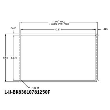 8.375 in W x 10.875 in L IJ Matte Film - BS5609 Certified* Labels, Fanfold, White, Freezer Grade Adhesive, Perf, 11 in Fanfold Length, 1,250 Labels/Stack, 1 Stack/Case, 1 Case (1,250 Labels), Black Rhino Preferred