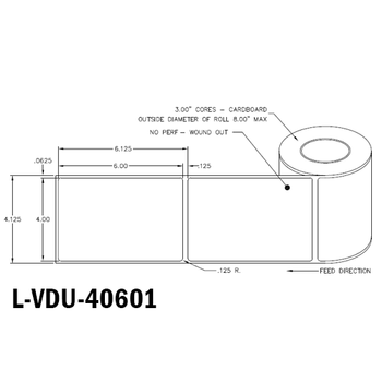 4 in W x 6 in L DT Matte VL Paper Uncoated Labels, 8 in OD, 3 in Core, White, General Purpose Permanent Adhesive, No Perf, 1,000 Labels/Roll, 4 Rolls/Case, 1 Case (4,000 Labels), Black Rhino Stock Labels