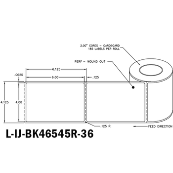 4 in W x 6 in L IJ Matte Film - BS5609 Certified Labels, 6 in OD, 3 in Core, White, High Performance Permanent Adhesive, No Perf, 545 Labels/Roll, 4 Rolls/Case, 1 Case (2,180 Labels), Black Rhino Stock Labels