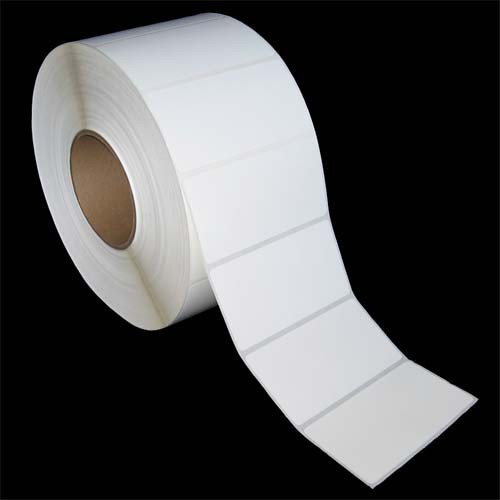 4 in W x 2 in L DT Matte Paper Labels, 8 in OD, 3 in Core, White, General Purpose Permanent Adhesive, Perf, 3,000 Labels/Roll, 4 Rolls/Case, 1 Case (12,000 Labels), Black Rhino Stock Labels