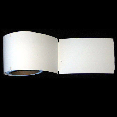 4 in W x 6.5 in L DT Matte VL Paper Uncoated Labels, 8 in OD, 3 in Core, White, All-Temp Permanent Adhesive, Perf, 930 Labels/Roll, 4 Rolls/Case, 1 Case (3,720 Labels), Black Rhino Stock Labels