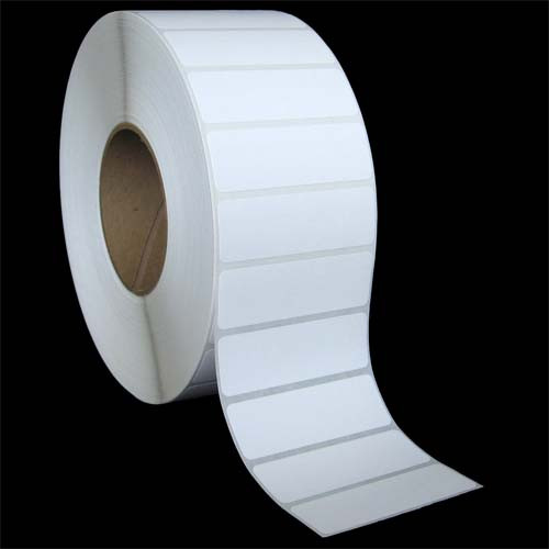 3 in W x 1 in L TT Matte Paper Labels, 8 in OD, 3 in Core, White, General Purpose Permanent Adhesive, No Perf, 5,500 Labels/Roll, 6 Rolls/Case, 1 Case (33,000 Labels), Black Rhino Stock Labels