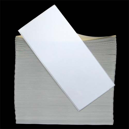 3.5 in W x 8 in L TT Matte Paper Labels, Fanfold, White, General Purpose Permanent Adhesive, Perf, 8.125 in Fanfold Length, 1,250 Labels/Stack, 3 Stacks/Case, 1 Case (3,750 Labels), Black Rhino Stock Labels