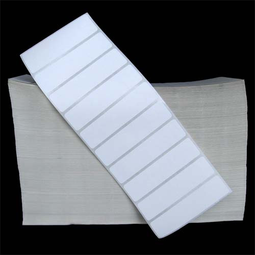 4 in W x 1 in L TT Matte Paper Labels, Fanfold, White, General Purpose Permanent Adhesive, Perf, 11.125 in Fanfold Length, 12,500 Labels/Stack, 2 Stacks/Case, 1 Case (25,000 Labels), Black Rhino Stock Labels