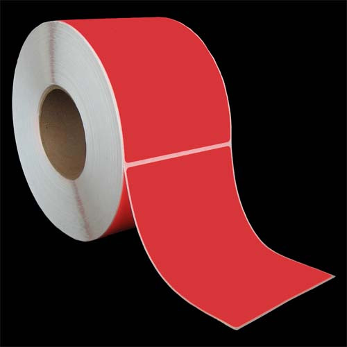 4 in W x 6 in L TT Matte Paper Labels, 8 in OD, 3 in Core, Fluorescent Red (PMS 805), General Purpose Permanent Adhesive, Perf, 1,000 Labels/Roll, 4 Rolls/Case, 1 Case (4,000 Labels), Black Rhino Stock Labels