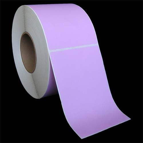 4 in W x 6 in L TT Matte Paper Labels, 8 in OD, 3 in Core, Purple (PMS 515), General Purpose Permanent Adhesive, Perf, 1,000 Labels/Roll, 4 Rolls/Case, 1 Case (4,000 Labels), Black Rhino Stock Labels