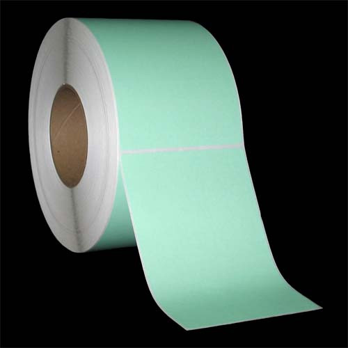 4 in W x 6.5 in L TT Matte Paper Labels, 8 in OD, 3 in Core, Green (PMS 345), General Purpose Permanent Adhesive, Perf, 930 Labels/Roll, 4 Rolls/Case, 1 Case (3,720 Labels), Black Rhino Stock Labels