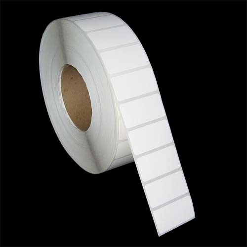 2 in W x 1 in L IJ Matte Film - BS5609 Certified* Labels, 6 in OD, 3 in Core, White, Freezer Grade Adhesive, No Perf, 2,980 Labels/Roll, 4 Rolls/Case, 1 Case (11,920 Labels), Black Rhino Preferred