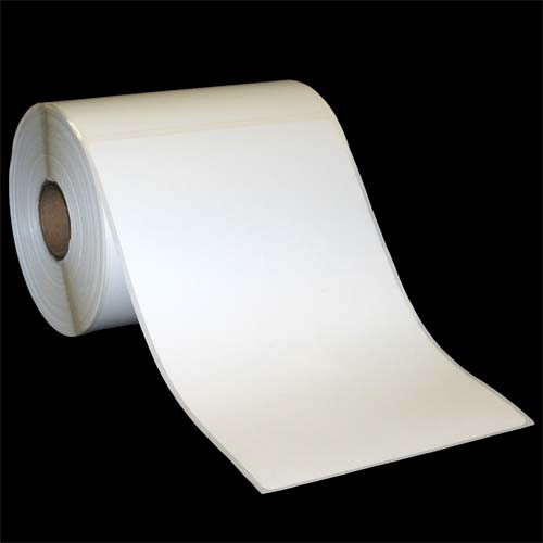 4 in W x 6 in L IJ High-Gloss Film Labels, 4 in OD, 2 in Core, White, General Purpose Permanent Adhesive, Perf, 260 Labels/Roll, 12 Rolls/Case, 1 Case (3,120 Labels), Black Rhino Stock Labels