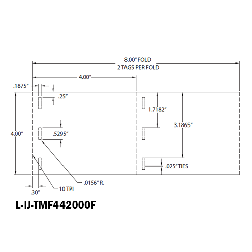 4 in W x 4 in L IJ Matte Film Tags, Fanfold, White, Perf, 8 in Fanfold Length, With Black Marks, 500 Tags/Stack, 4 Stacks/Case, 1 Case (2,000 Tags), Black Rhino Preferred