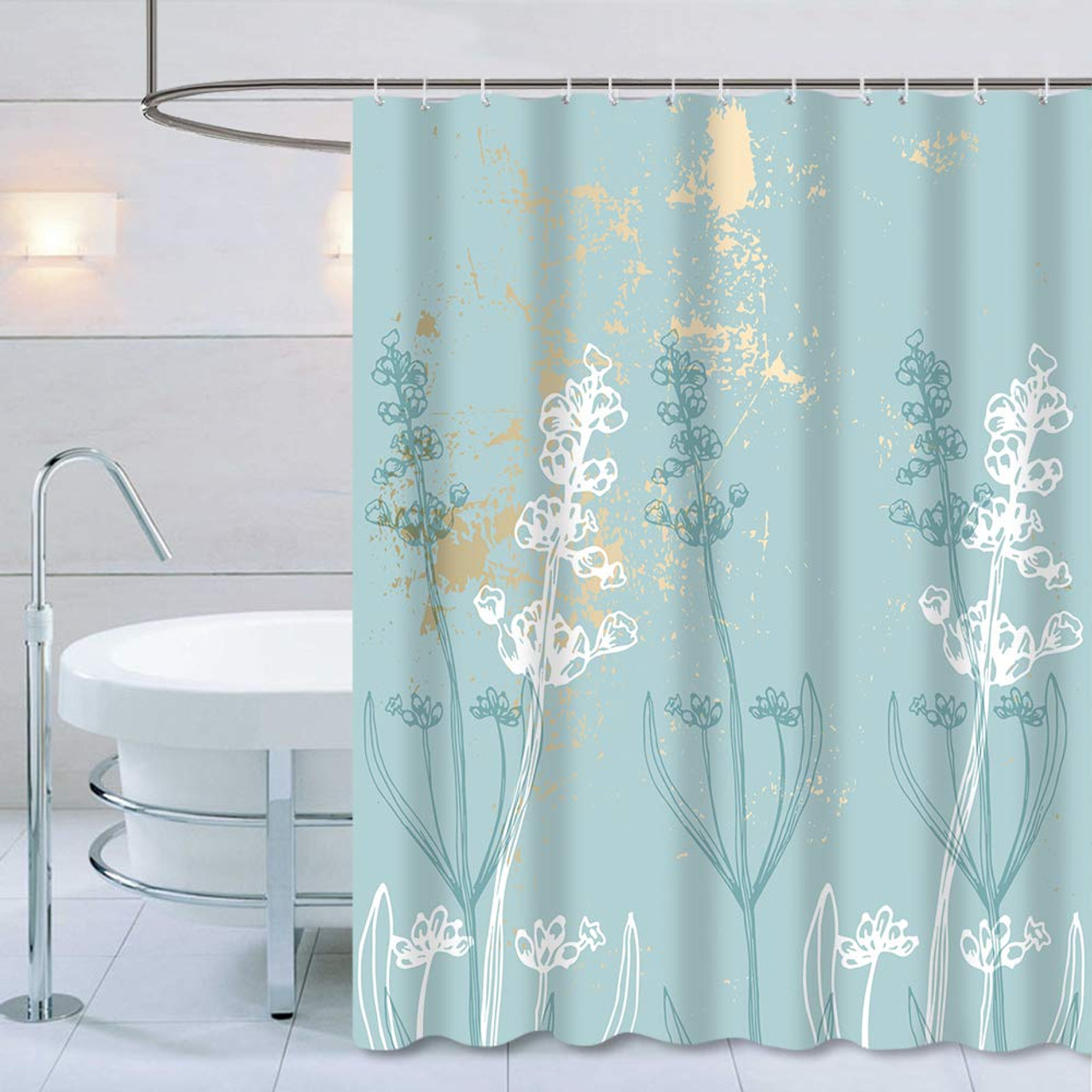 AOACreations Shower Curtain with Hooks for Bathroom Pattern Designs 
