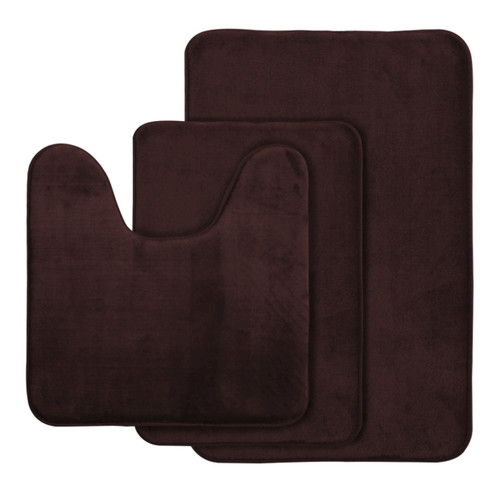 Memory Foam Bathroom Mat 3 Piece Set (Dark Brown)